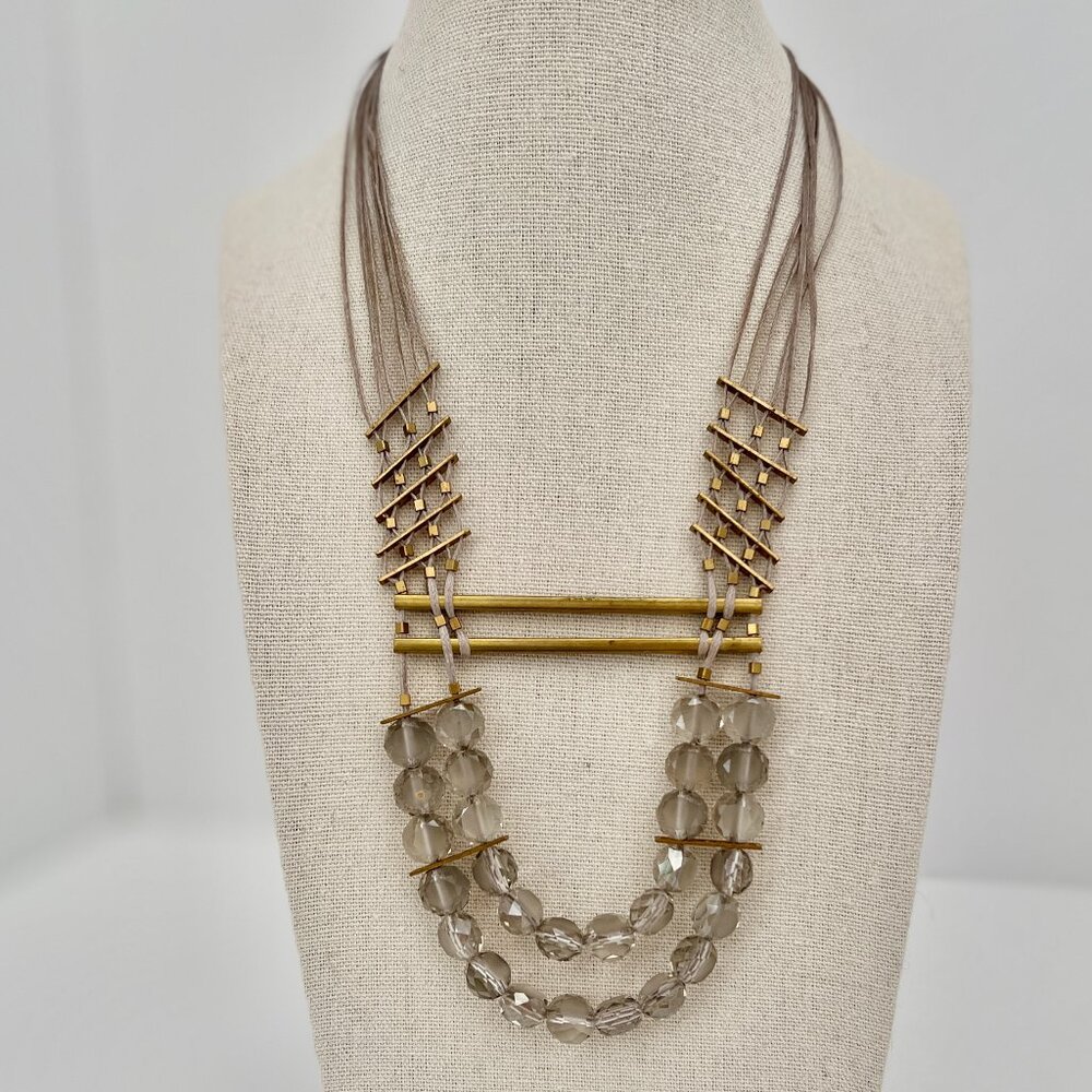 Serefina Anthropologie Adjustable Faceted Crystal Beaded Necklace (Signed)
